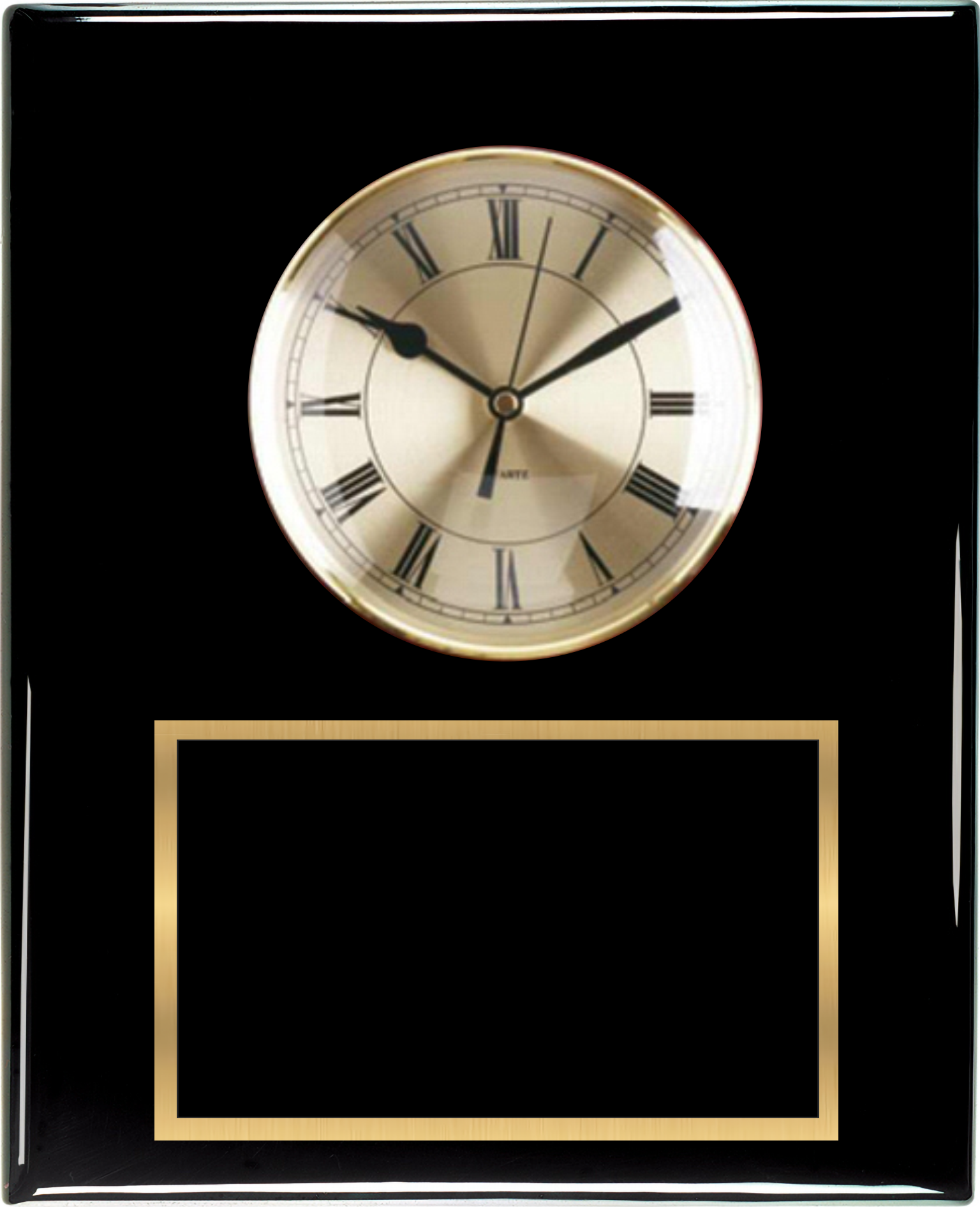 Black Piano Finish Solid Wood Plaque W/ Clock 5