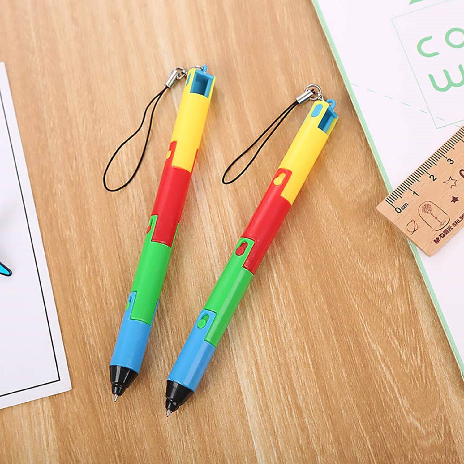 Foldable Plastic Puzzle Ballpoint Pen w/ Hanging Chain 3