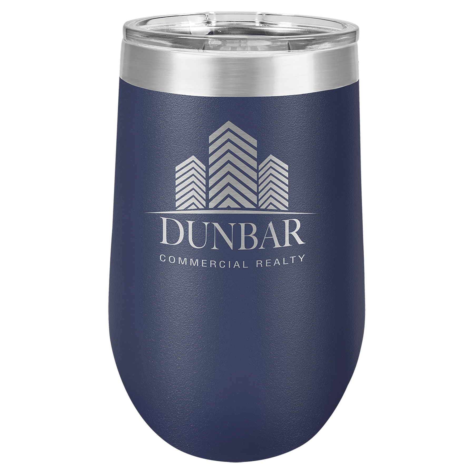 16 oz. Navy Blue Laser Engraved Polar Camel Stemless Wine Tumbler w/Clear Lid 1