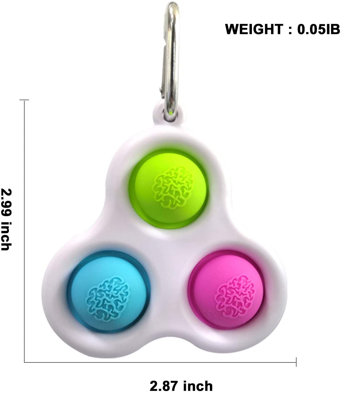 Triangle Shape Simple Dimple Fidget Toy w/ Keychain 3