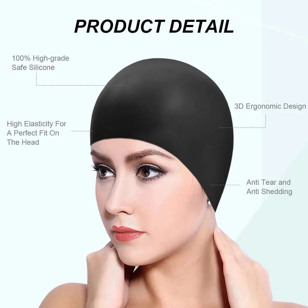 Swimming Caps for Long Hair Women, Cover Ears Adult Youths 2