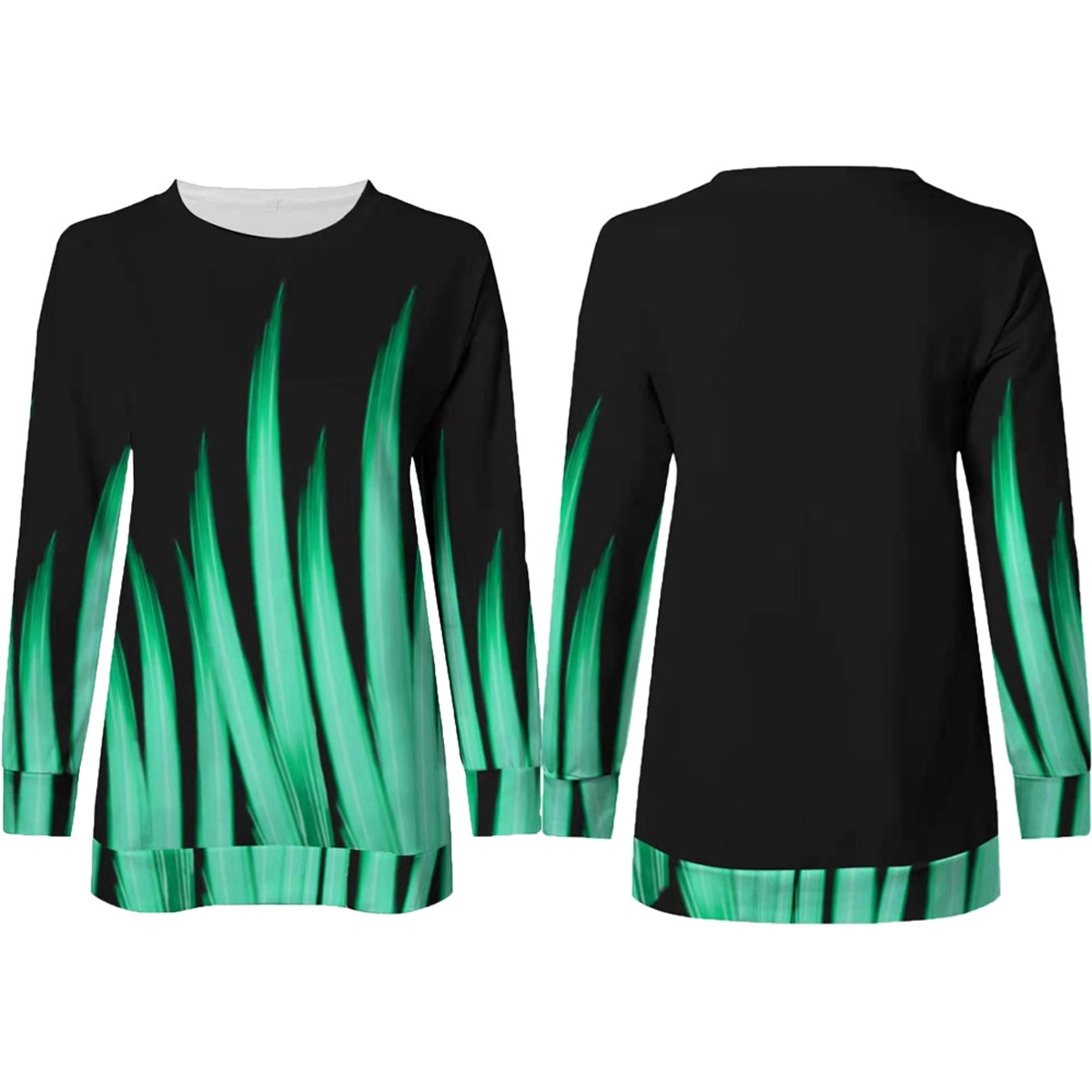 Long Sleeve Round Neck Casual Printed Blouses Tops T Shirts 7