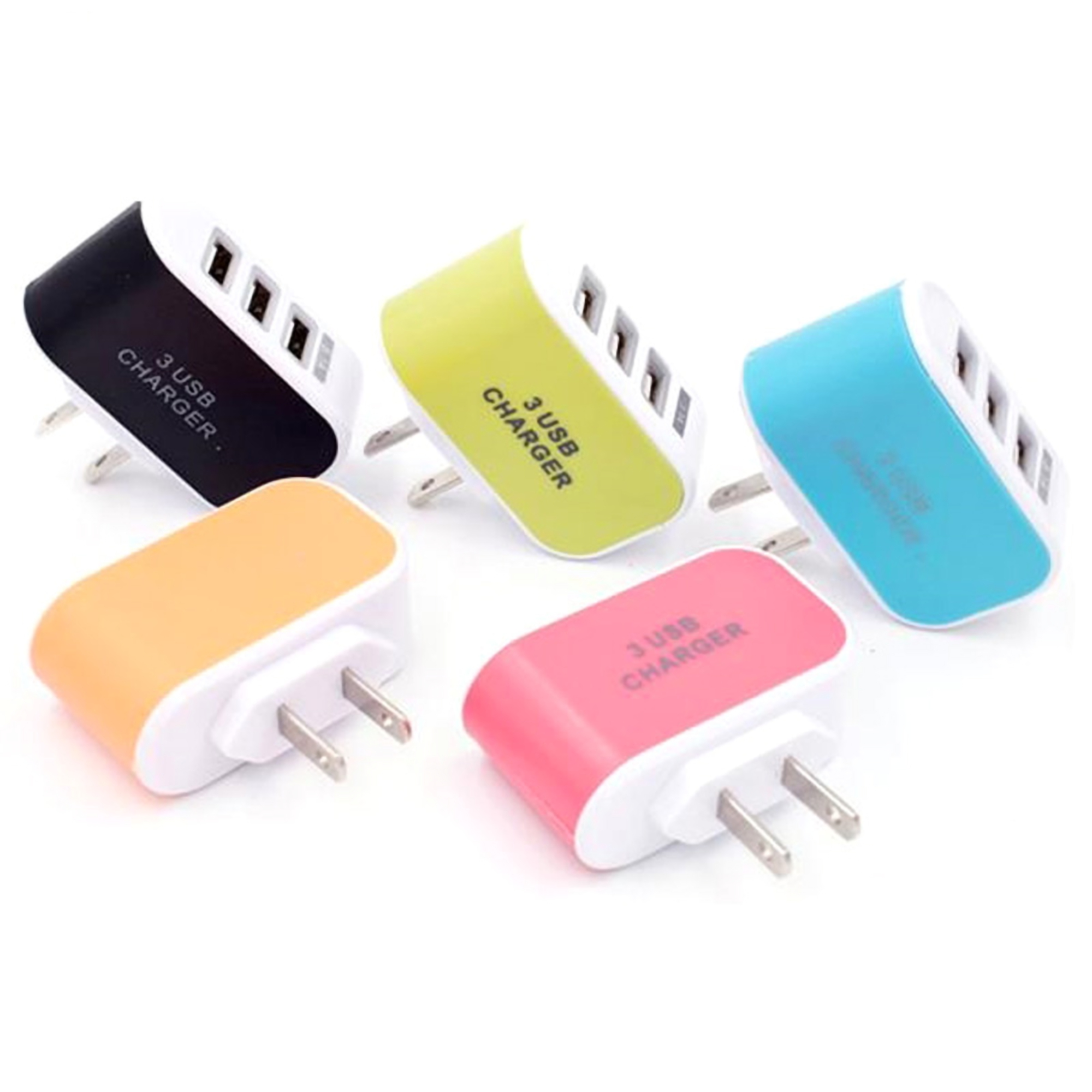 3-Port Multi-Color USB Wall Charger