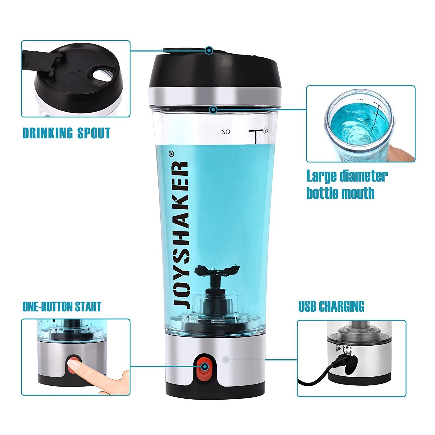 Electric Shaker Bottle, Powerful Mixer 6