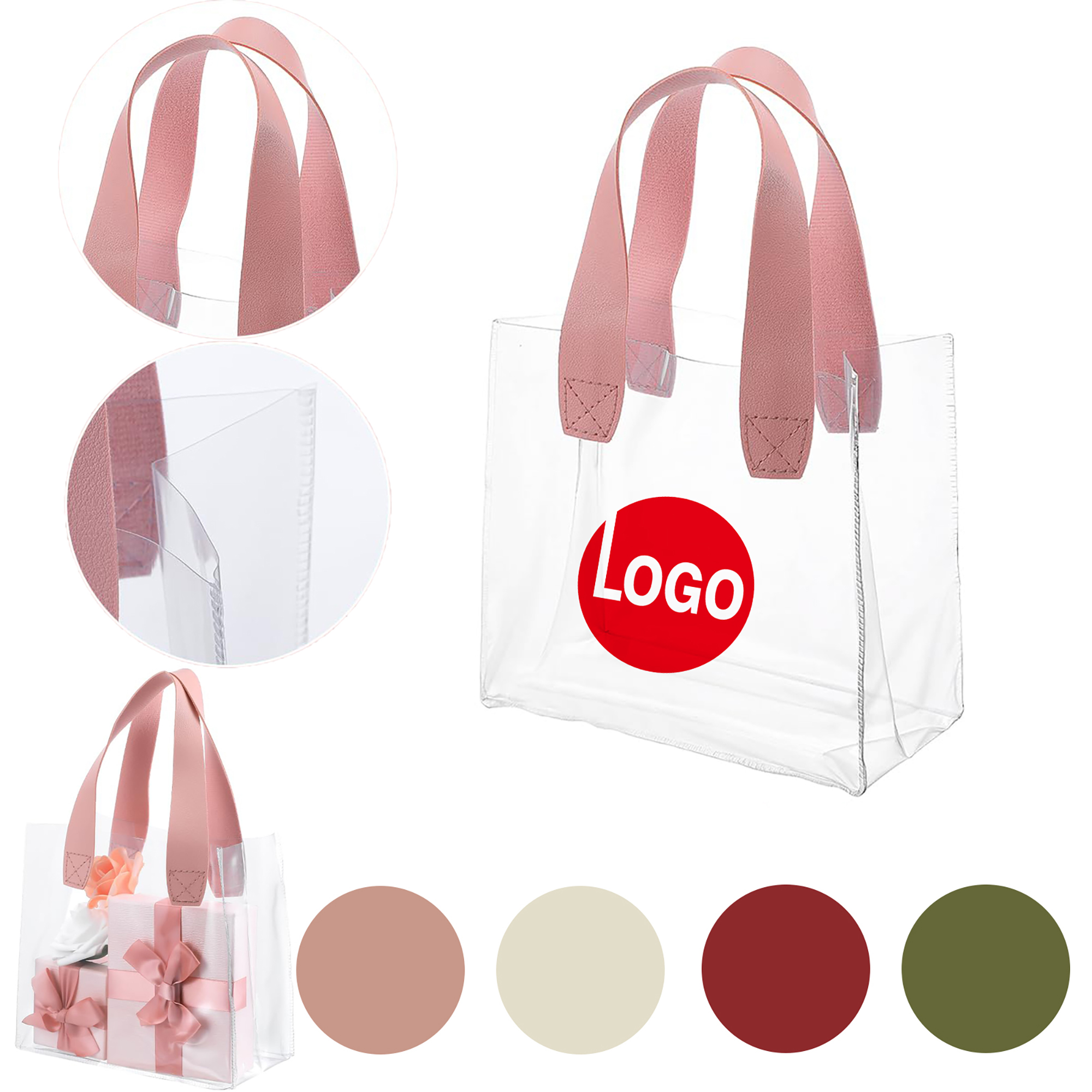 Transparent PVC Tote Bag with PU Handles 3