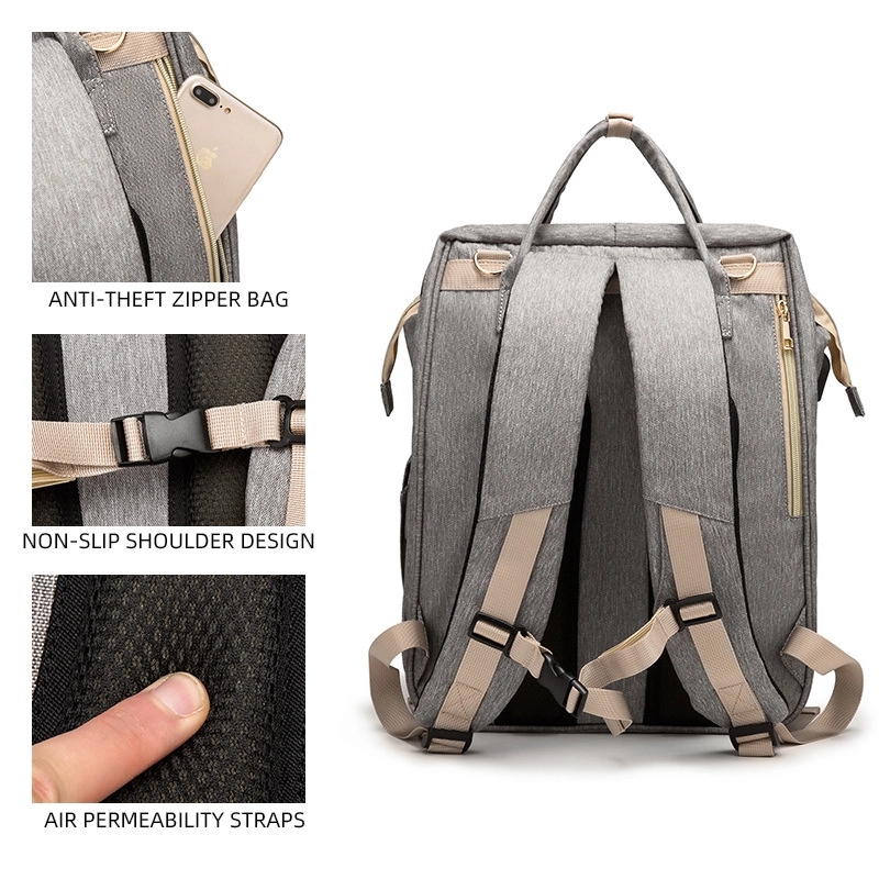 Oxford Foldable Baby Crib Diaper Backpack 9
