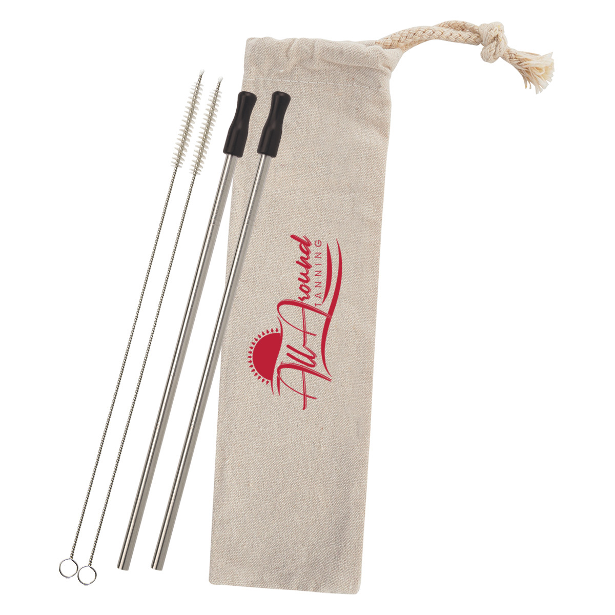 2-Pack Stainless Straw Kit with Cotton Pouch 6
