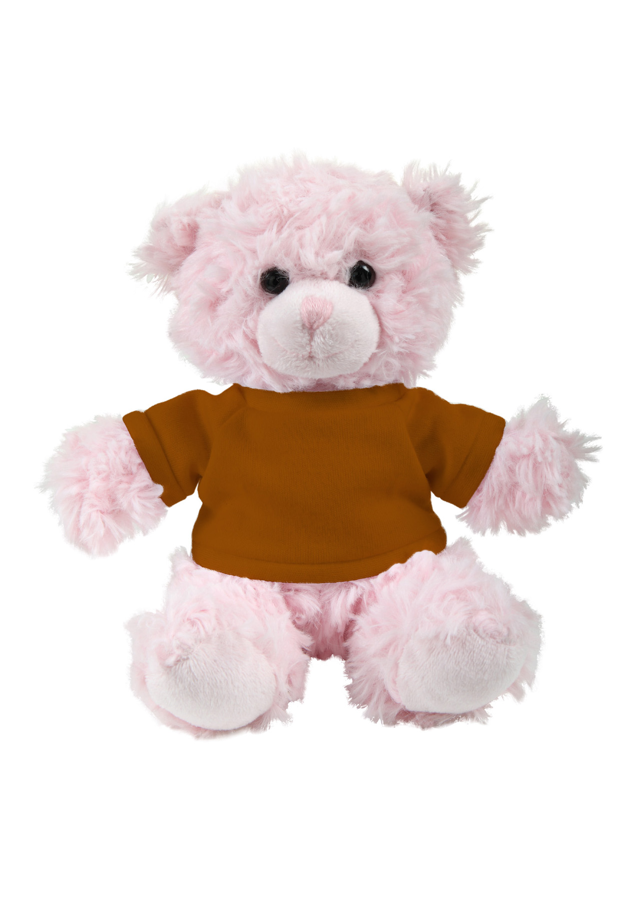 soft plush  Pink Curly Sitting Bear with t-shirt 12