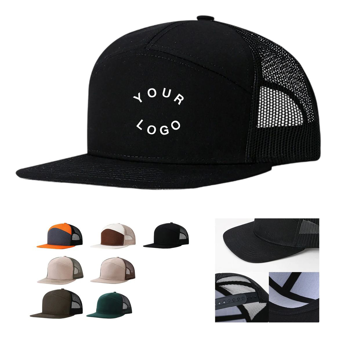 Adjustable Flat Brim Cap with Structured Design 4