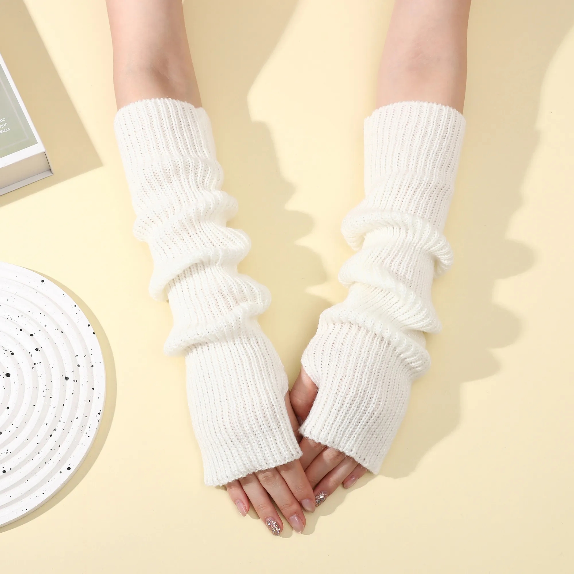Long Fingerless Knit Winter Arm Warmers 19