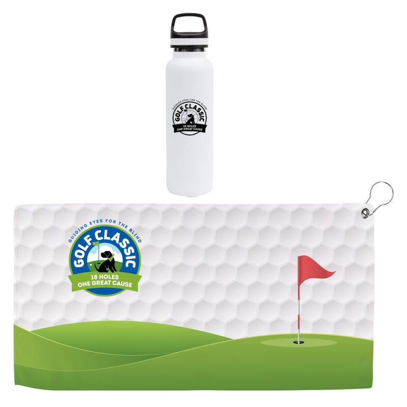 Hole in One Satin Bottle Gift Set, custom water bottle with logo imprint 4