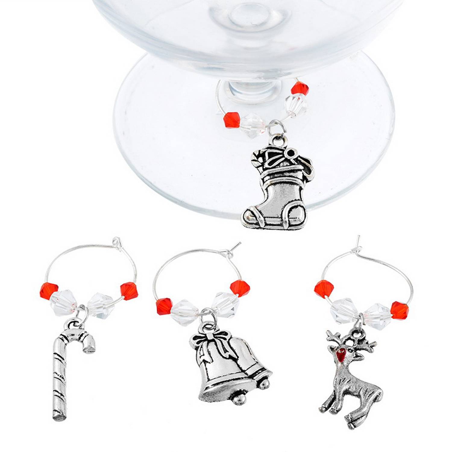 Christmas wine glass marker circle set 3