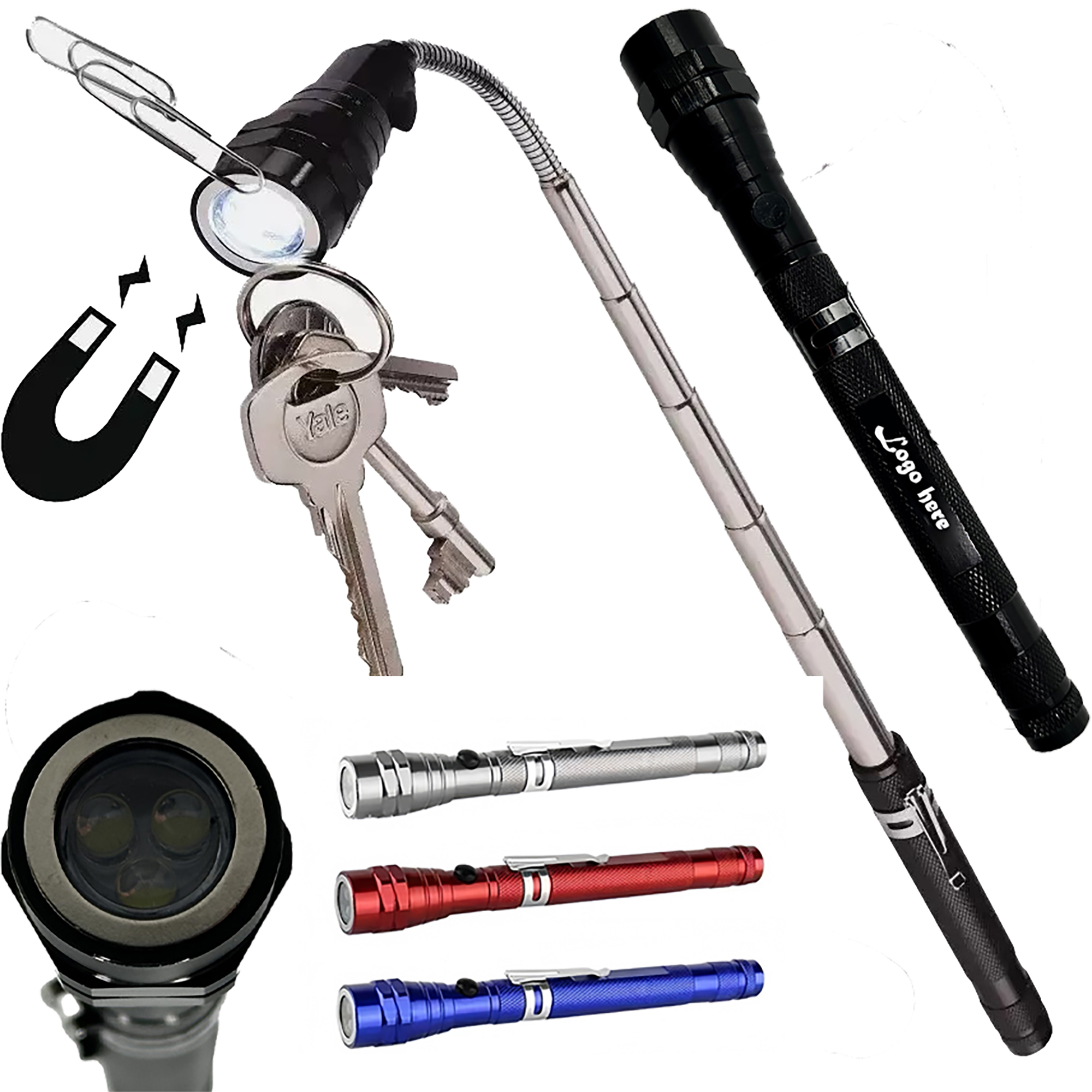 Extendable Magnetic LED Flashlight with Flexible Neck 1