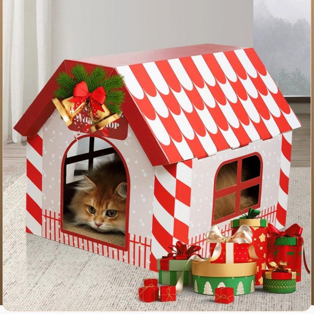 Gift Box Christmas Cat Kennel 5