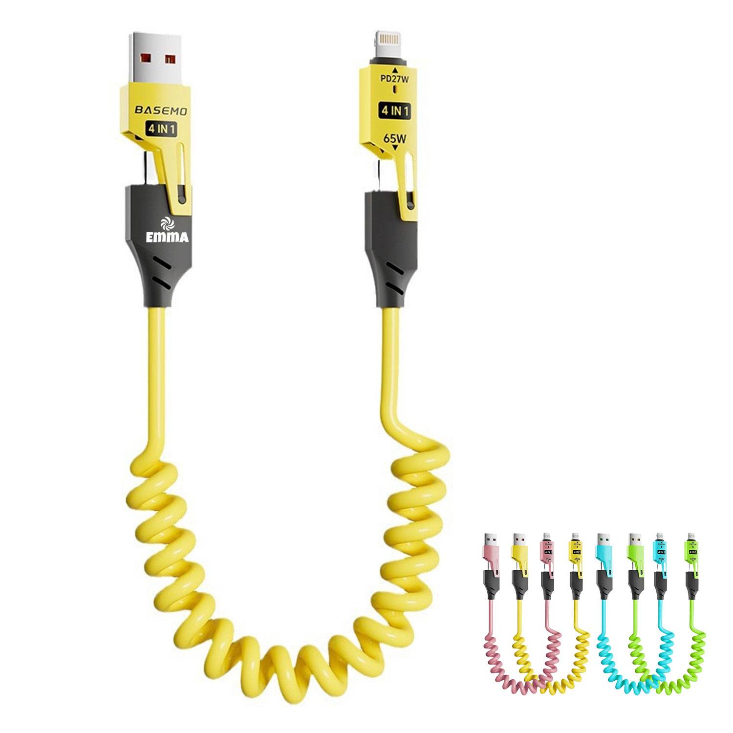 Retractable 4 in 1 USB Fast Charging Cable 65W 2