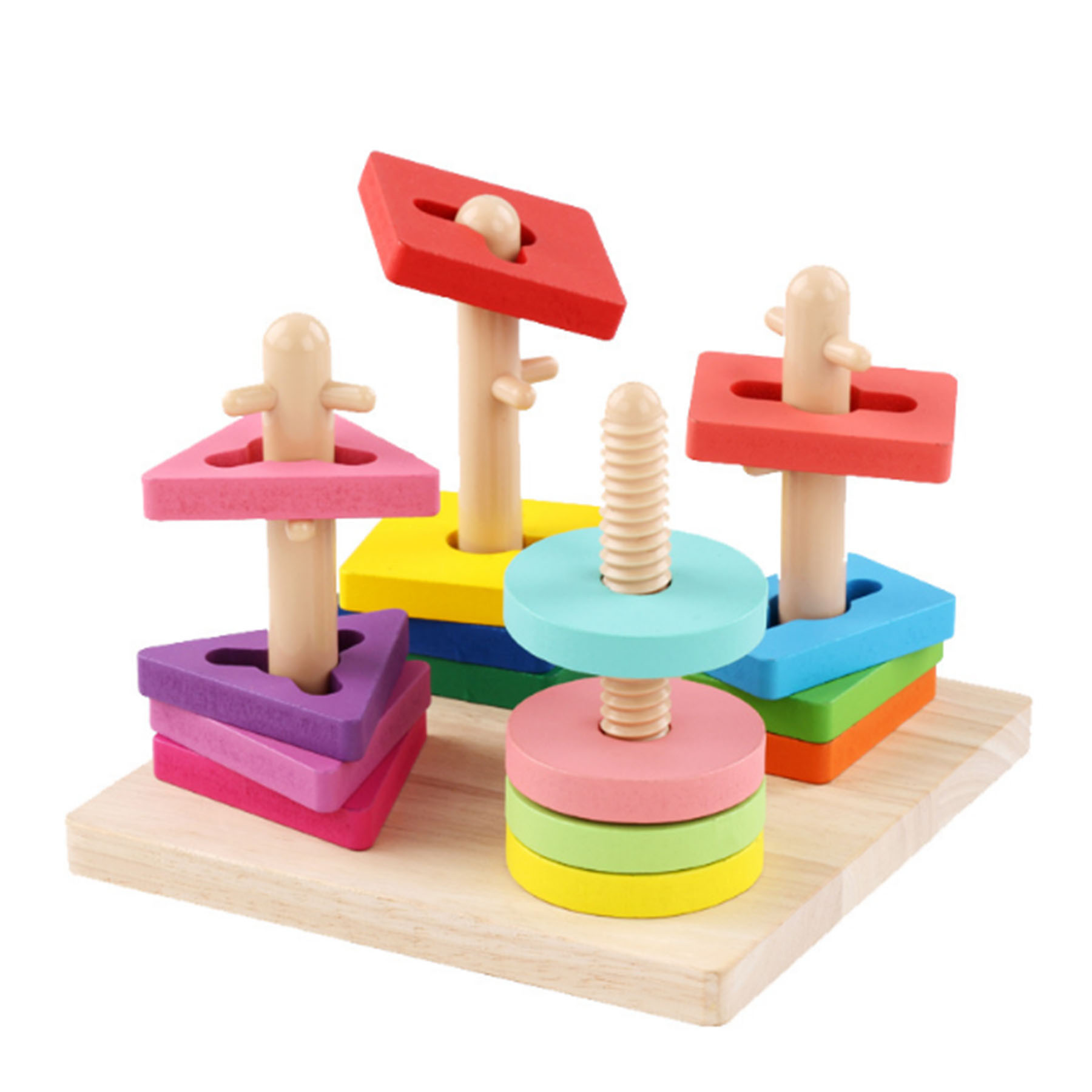 Wooden Toys With 4 Kinds Of Shapes And Pillars. 1