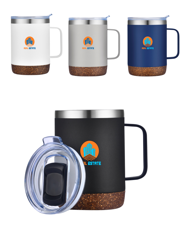 Union Printed - 12 oz Vacuum Mug w/ Cork Bottom - Full Color 1