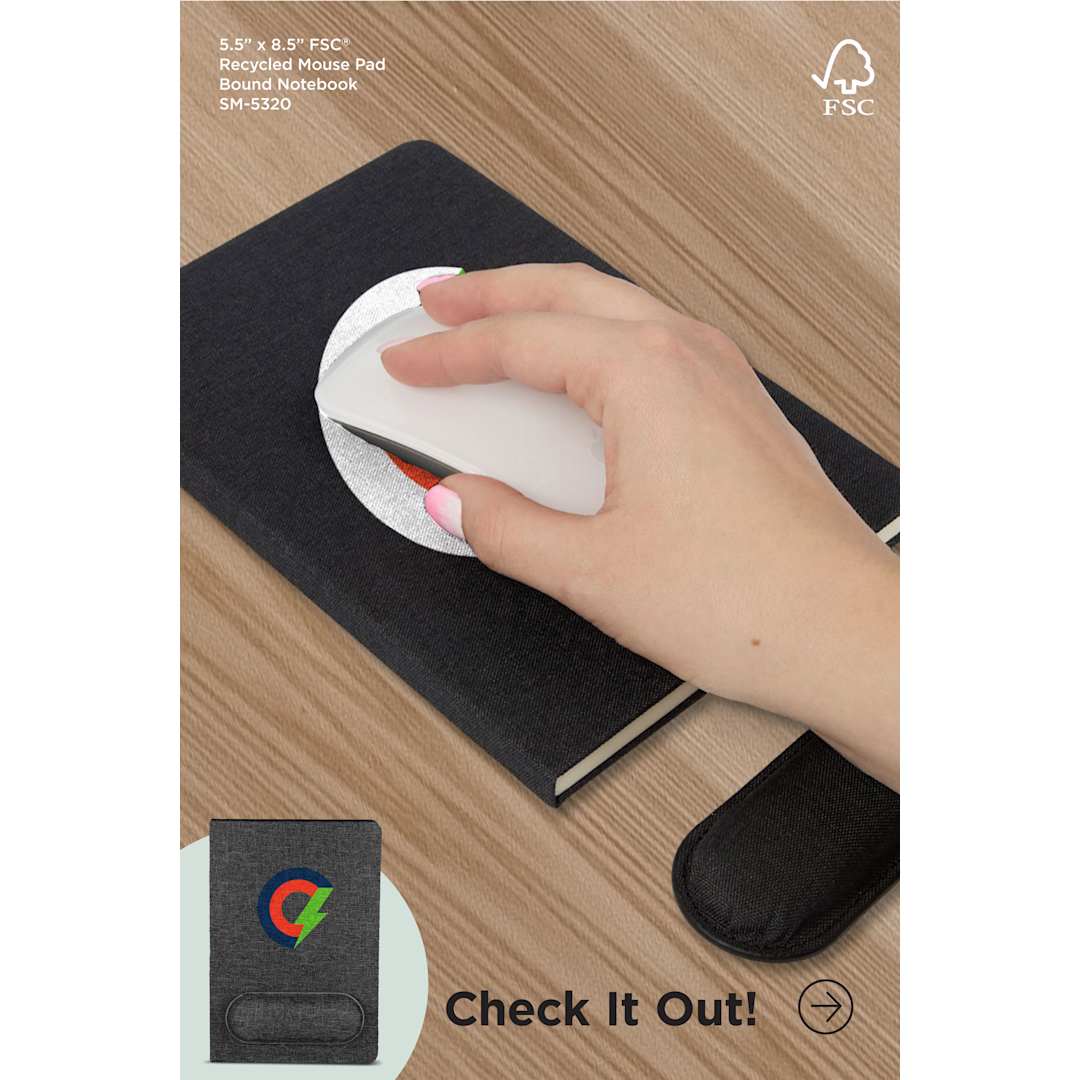5.5" x 8.5" FSC® Recycled Mouse Pad Bound Notebook 32