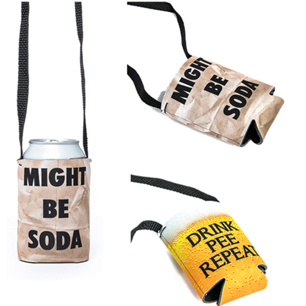 Neoprene Lanyard Can Coolie w/Strap, custom koozie with logo imprint 7
