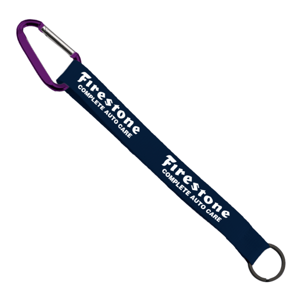 3/4" Sewn Polyester Keychain with Metal Split-Ring and Carabiner 200