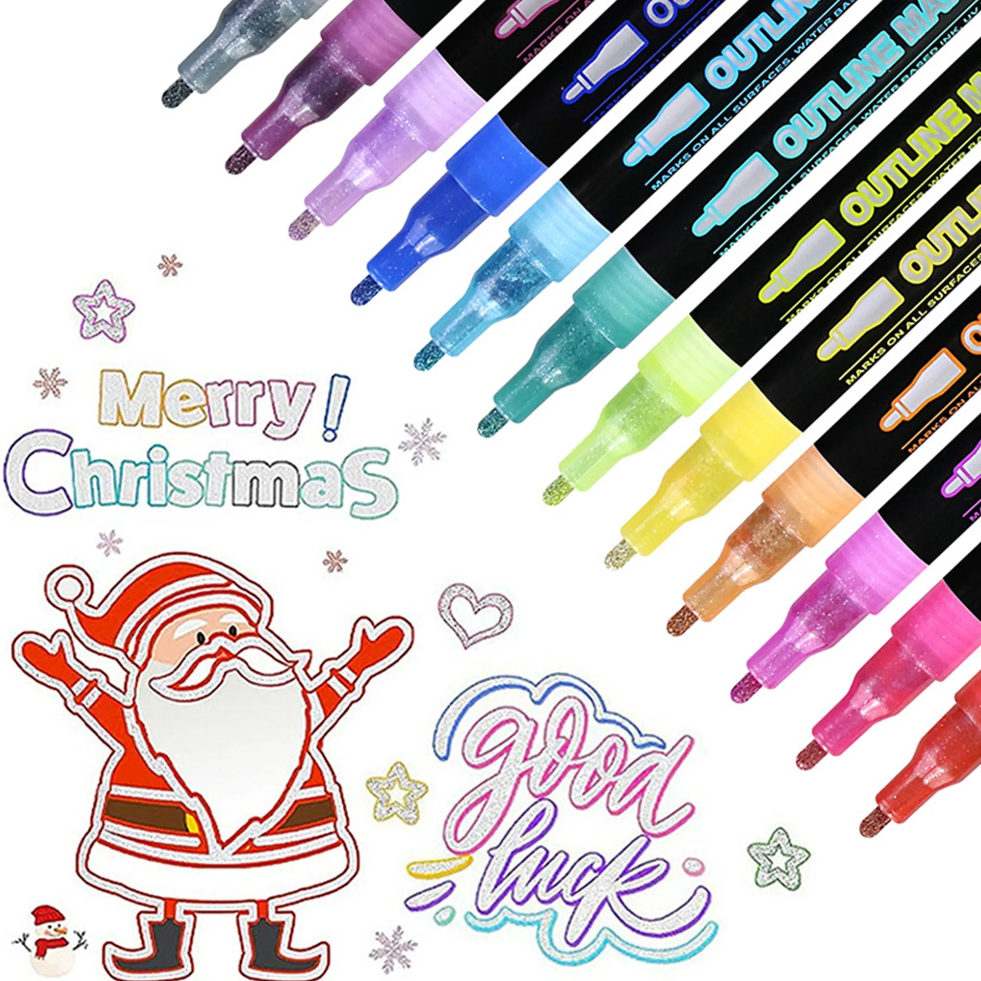 Vibrant Double Line Outline Marker Set For Drawing DIY 1
