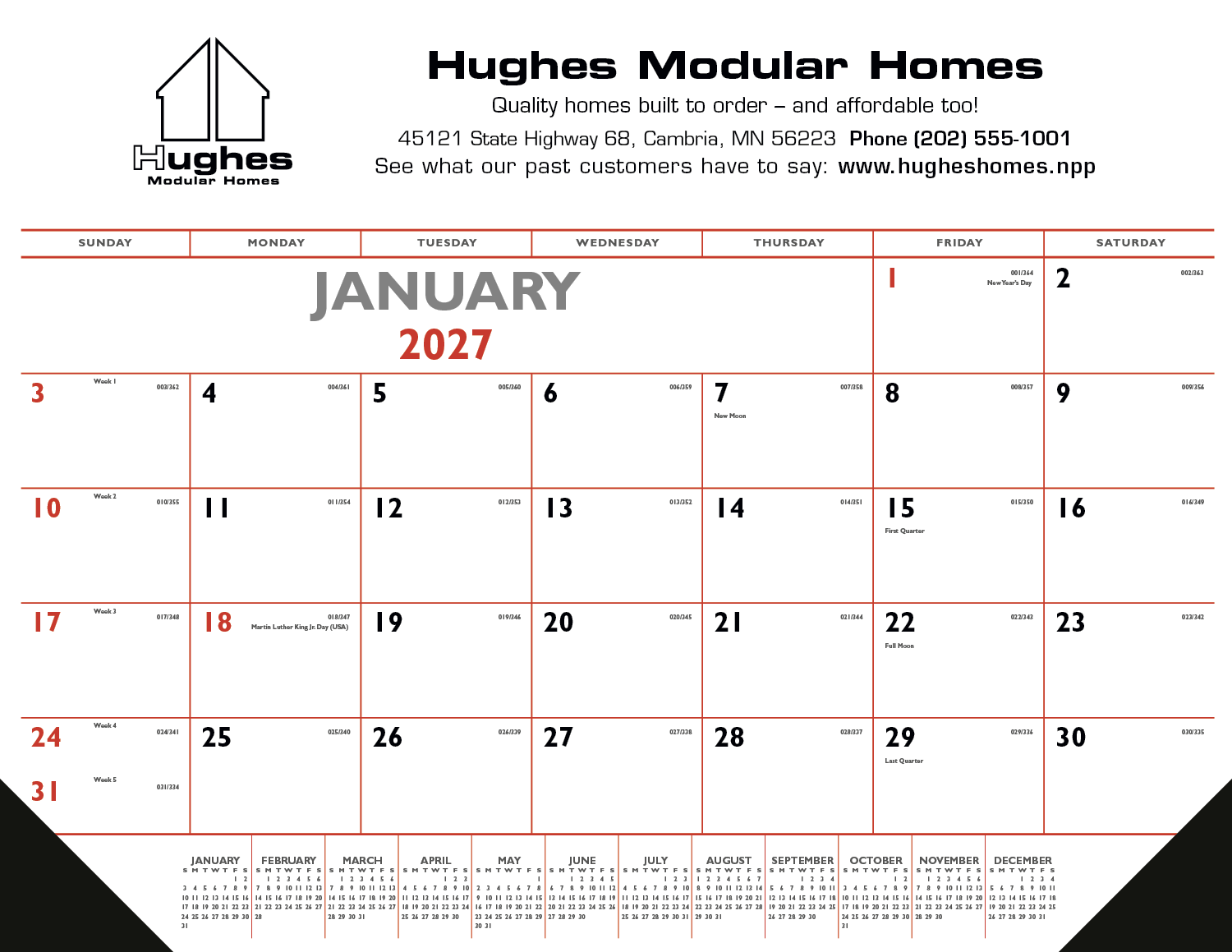 Triumph® Calendars Red & Black Desk Pad with Vinyl Corners 9