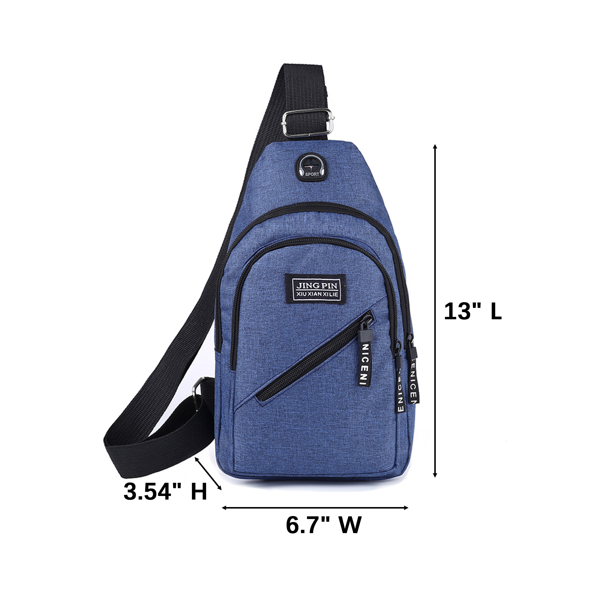 Oxford Sling Backpack With Earphone Port 13" x 6.7" x 3.54" 2