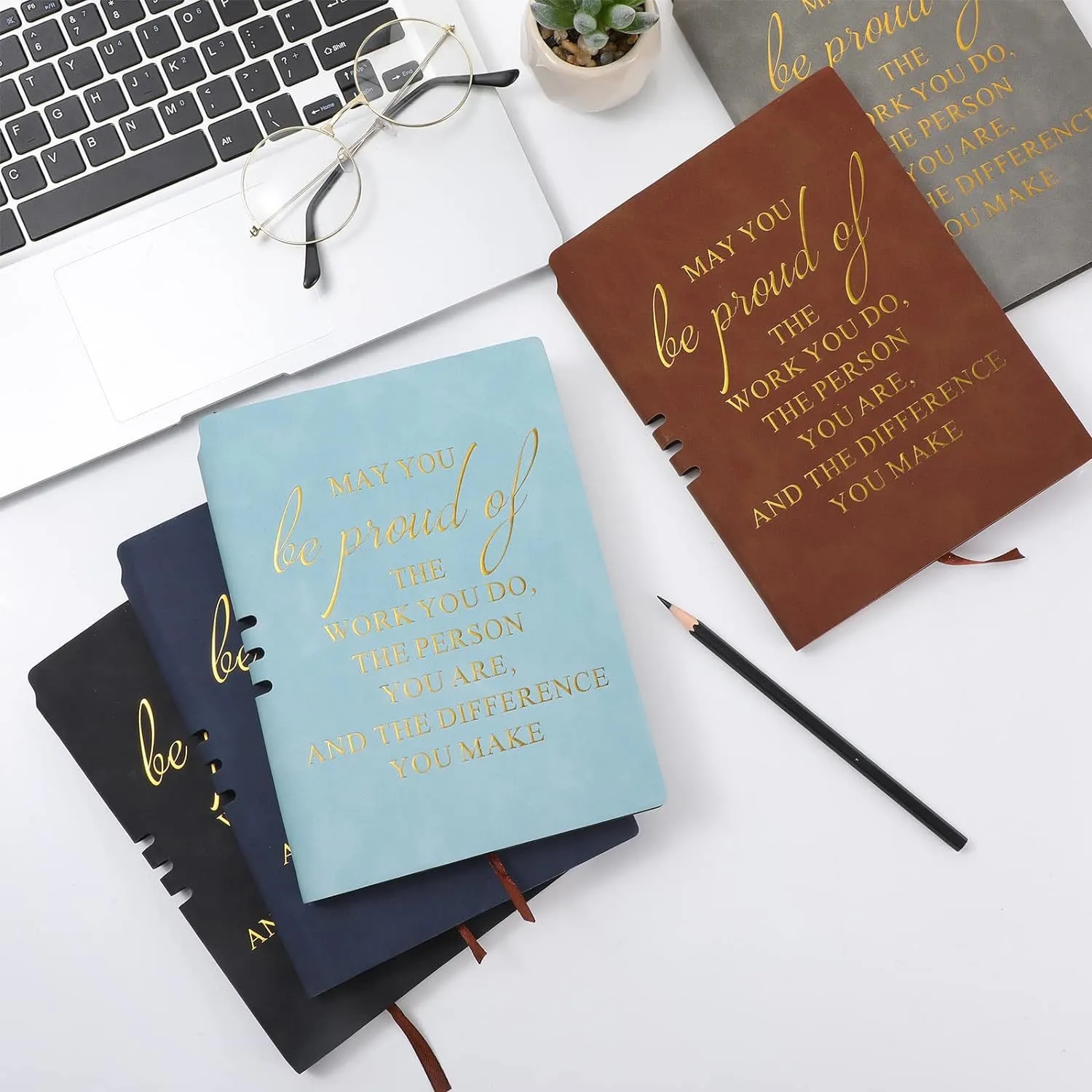 Inspirational Leather-Bound Pen Loop Event Notebook 4
