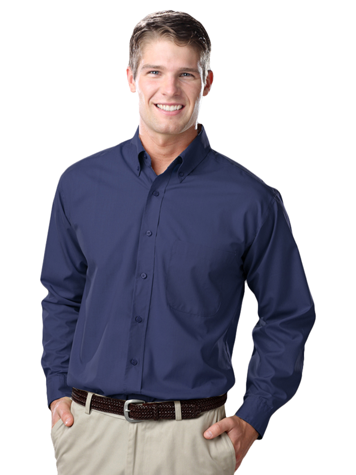 Blue Generation - Men's 1-Pocket Value Poplin Shirt 4