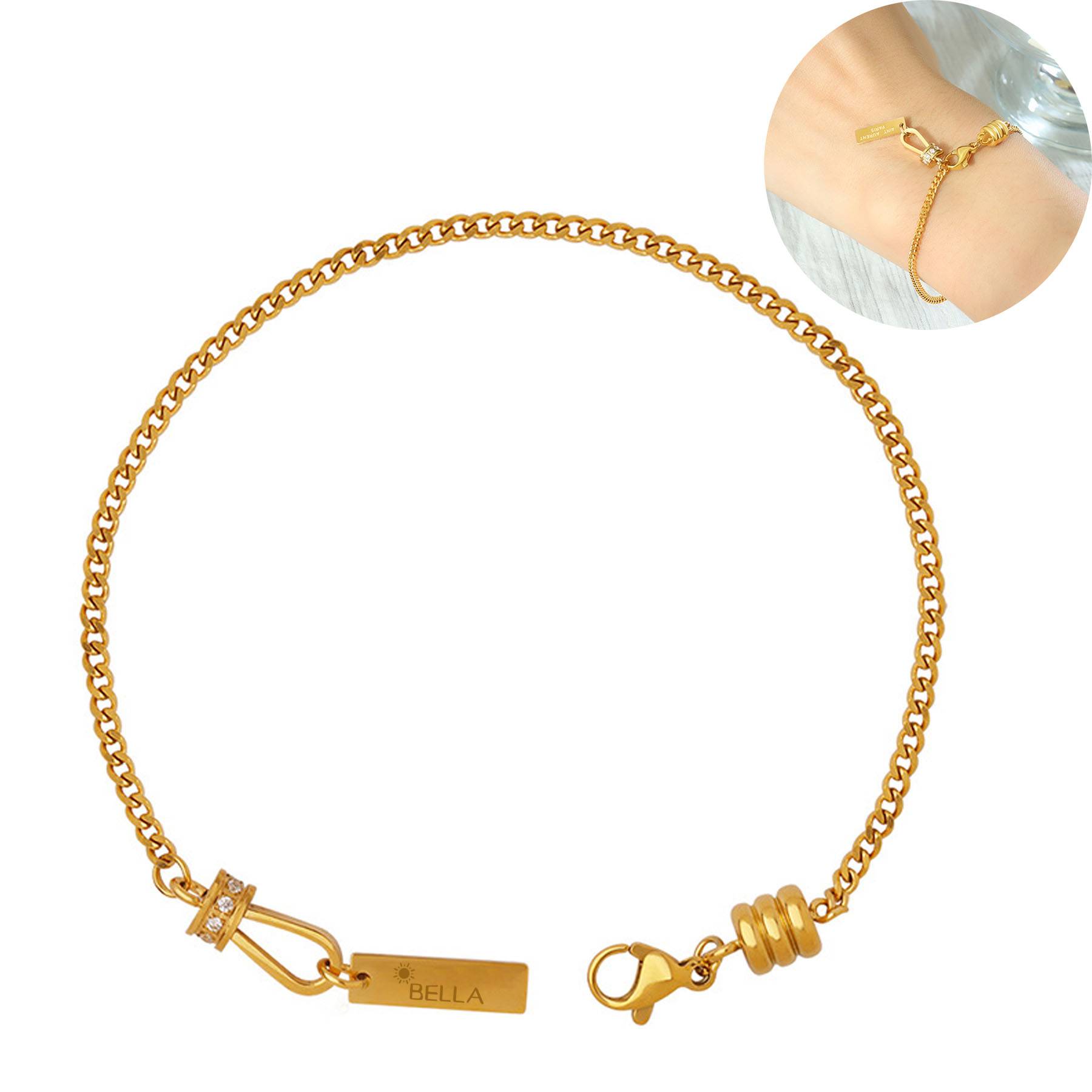 Engraved Square Pendant Bracelet 7