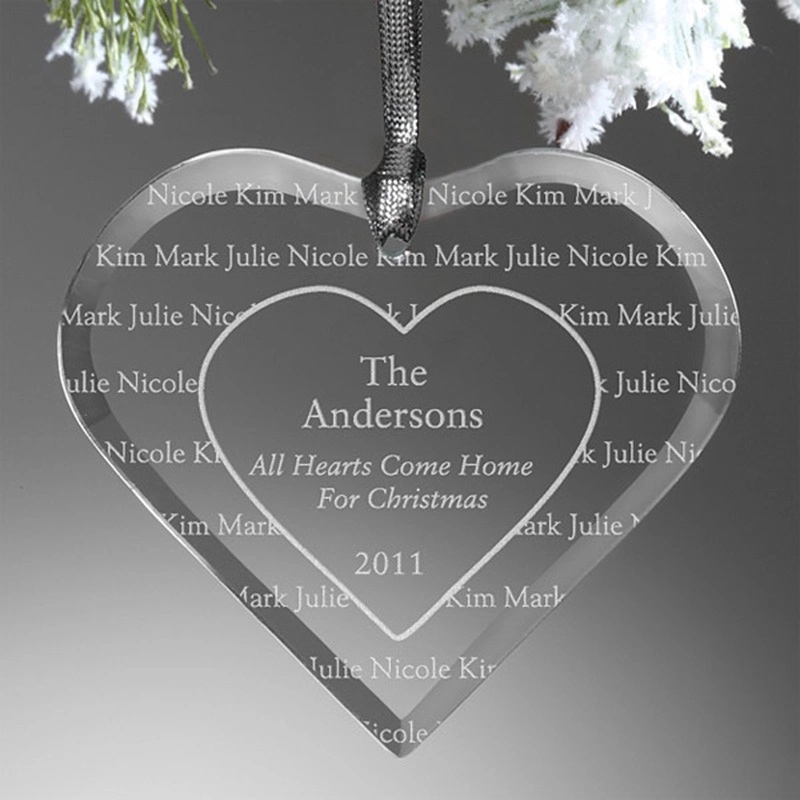 Clear Glass Premium Heart Christmas Tree Ornaments 5
