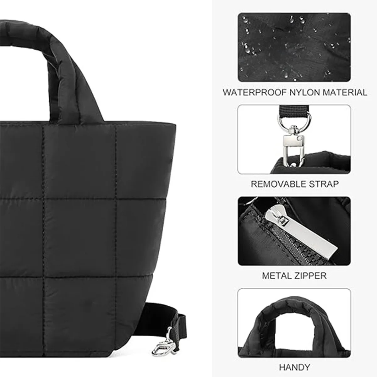 Puffer Tote Bag with Adjustable Strap 1