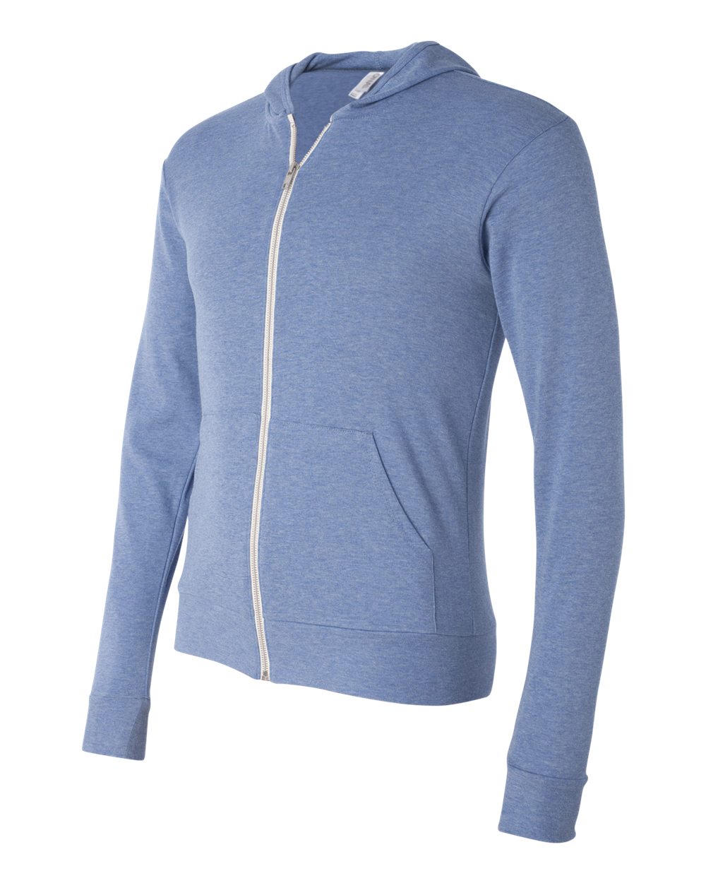 Triblend Lightweight Full-Zip Hooded Long Sleeve Tee