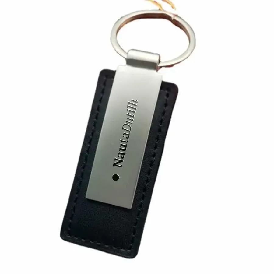Rectangle Leather & Metal Keychain 6