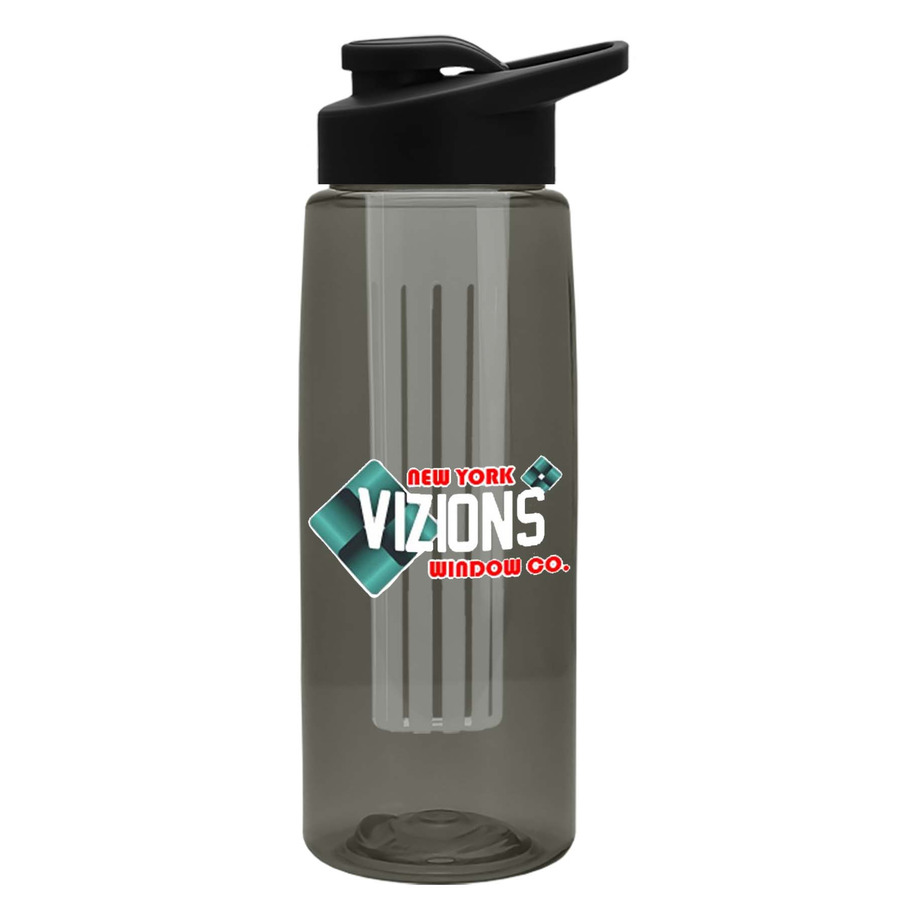 The Flair - 26 oz. Transparent Tritan Bottle with Drink thru , Large infuser, and Digital Imprint 3