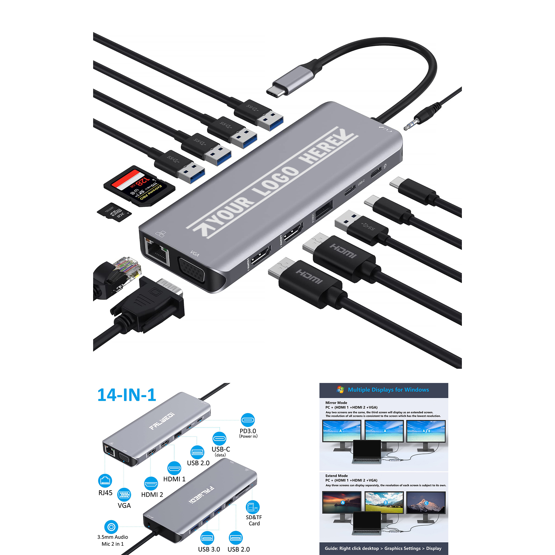 14 in 1 USB C Laptop Docking Station 2