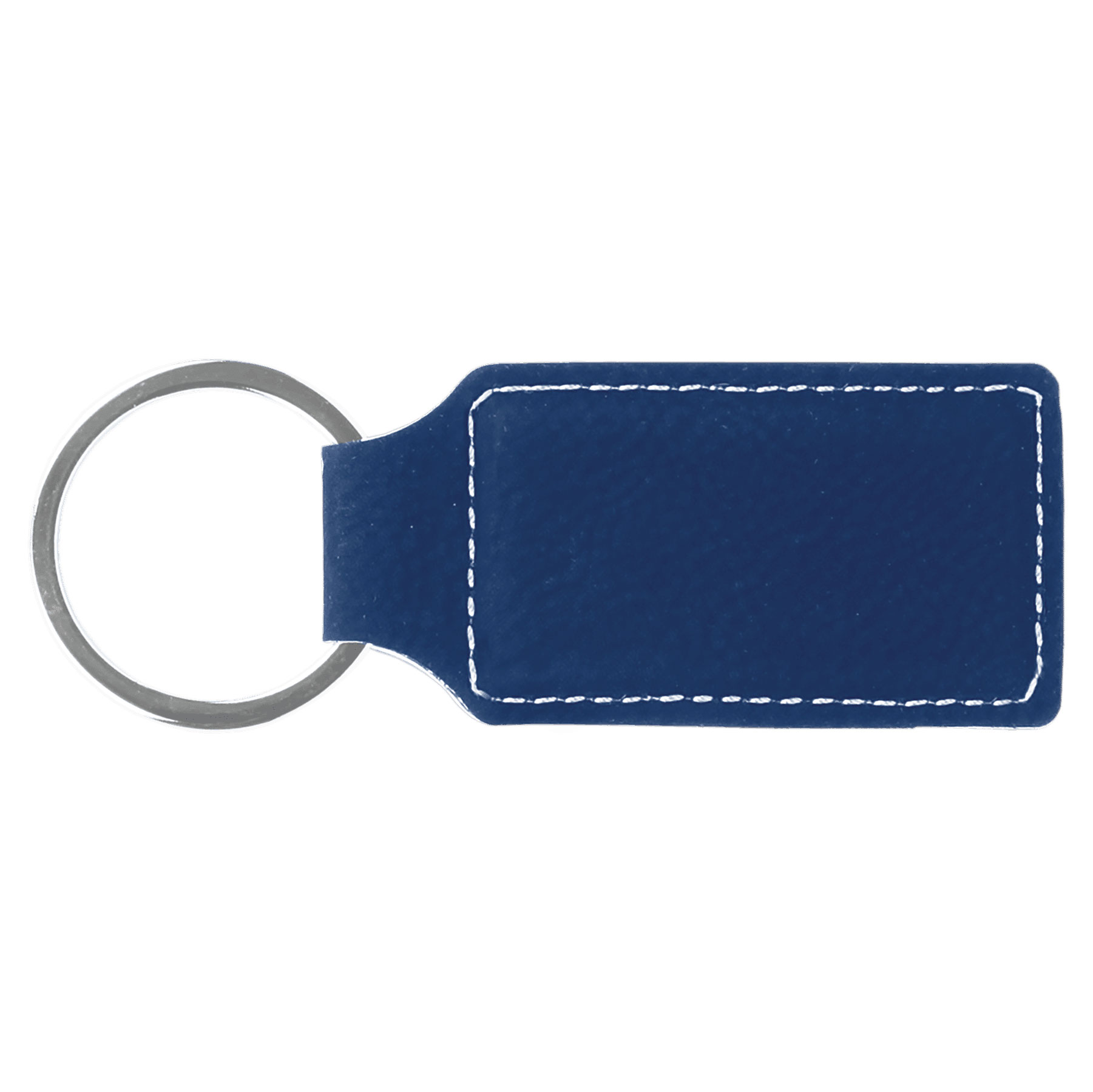 Blue/Silver Laserable Leatherette Rectangle Keychain 2