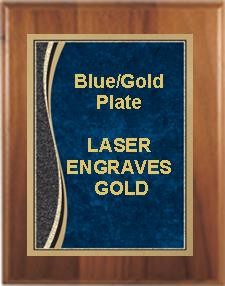 7" x 9" Cherry Finish Plaque with a Blue Marble Patina Plate 2