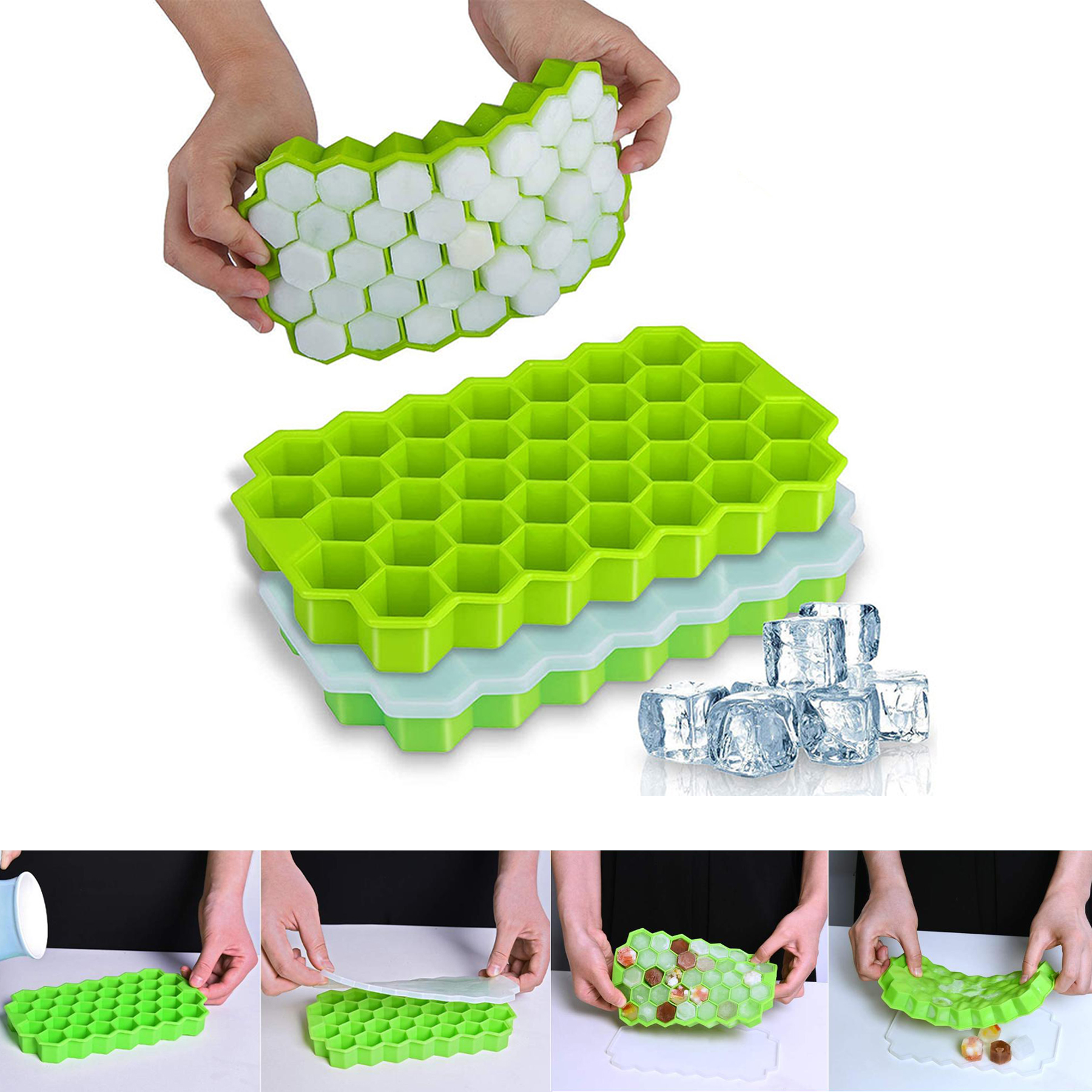 Silicone Ice Cube Mold Tray With Cover 4