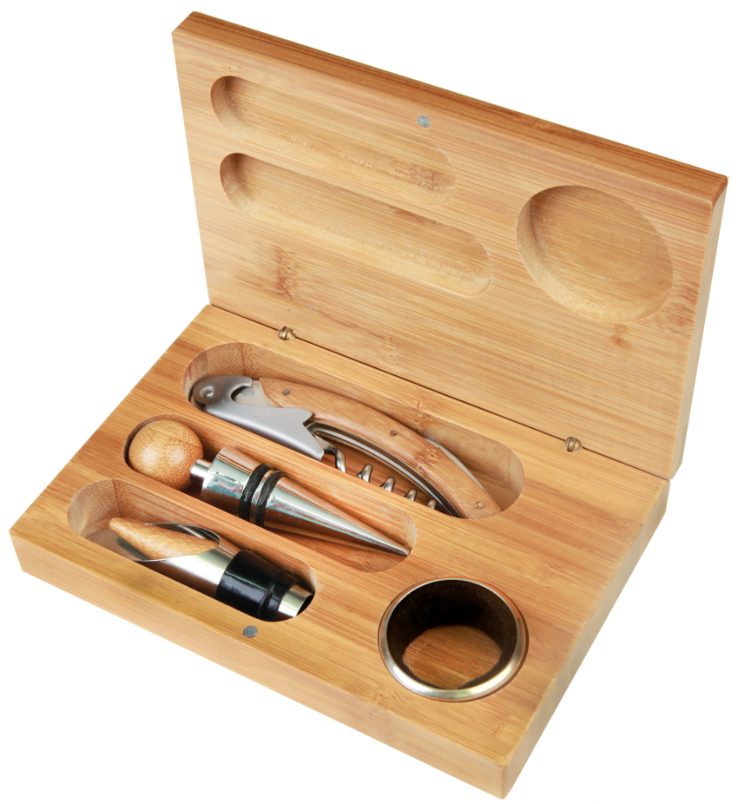 Bamboo 4-Piece Wine Tool Set 1