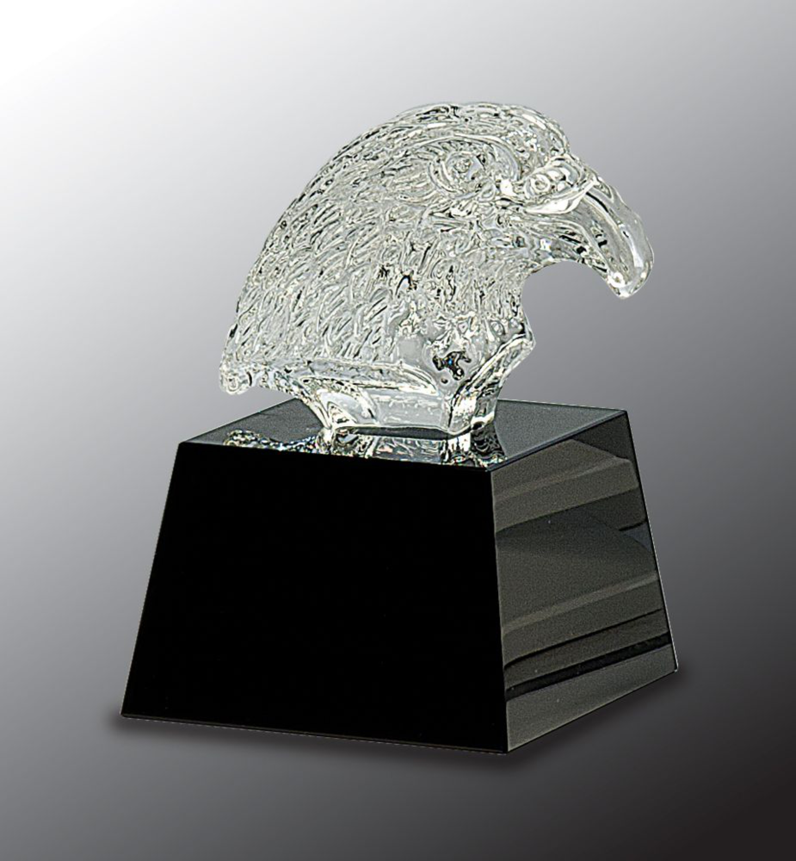 5 3/4" Clear Crystal Eagle Head Award on Black Pedestal Base 3