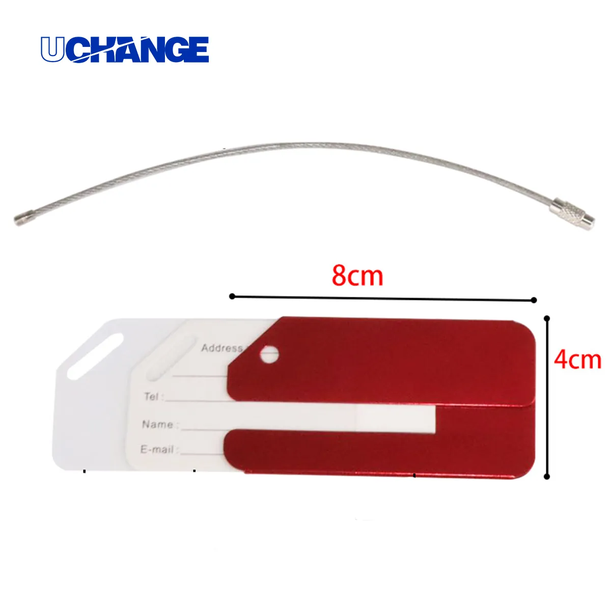 Anodized Aluminum Luggage Tag With Steel Cable Loop 5