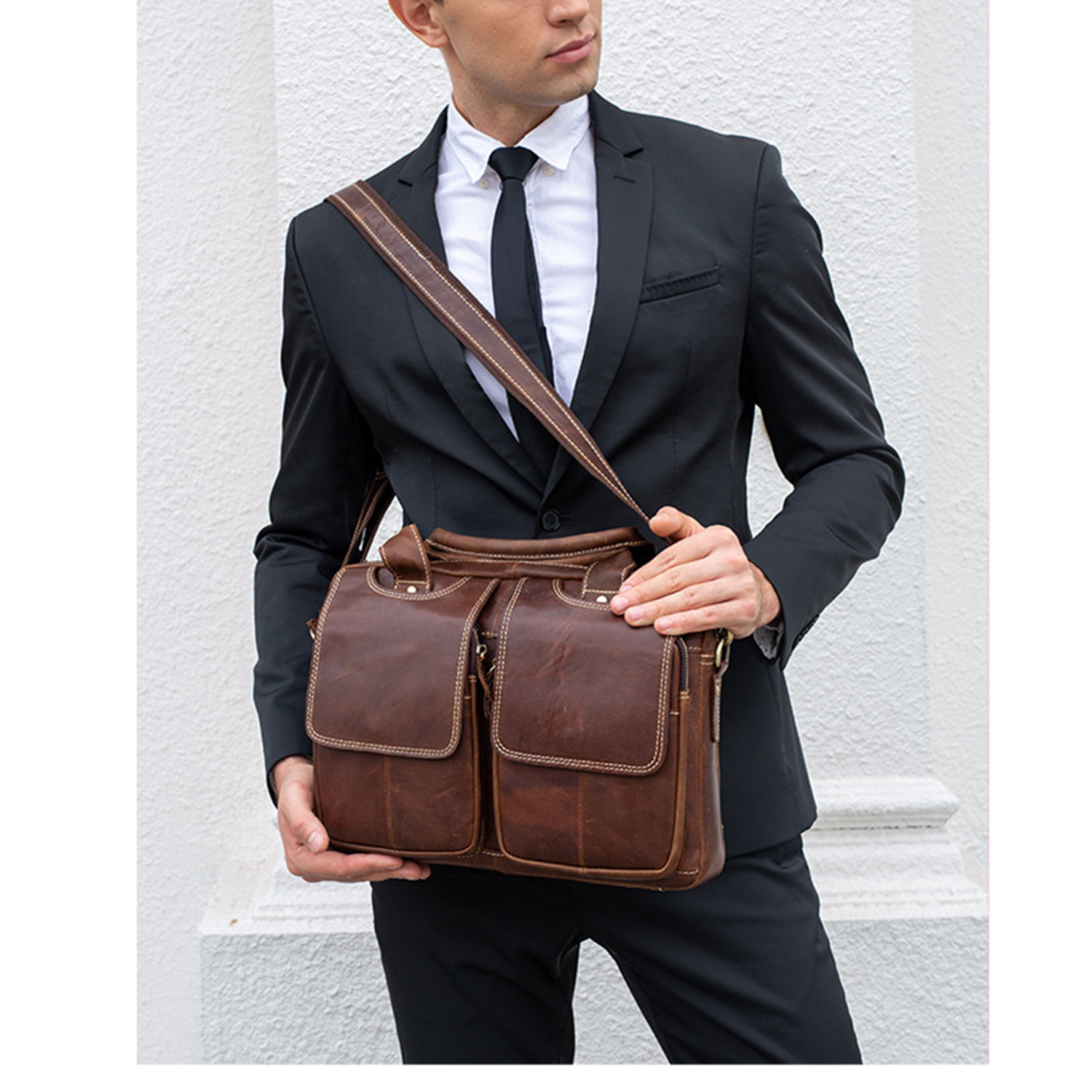 PU Leather Laptop Messenger Bag 5