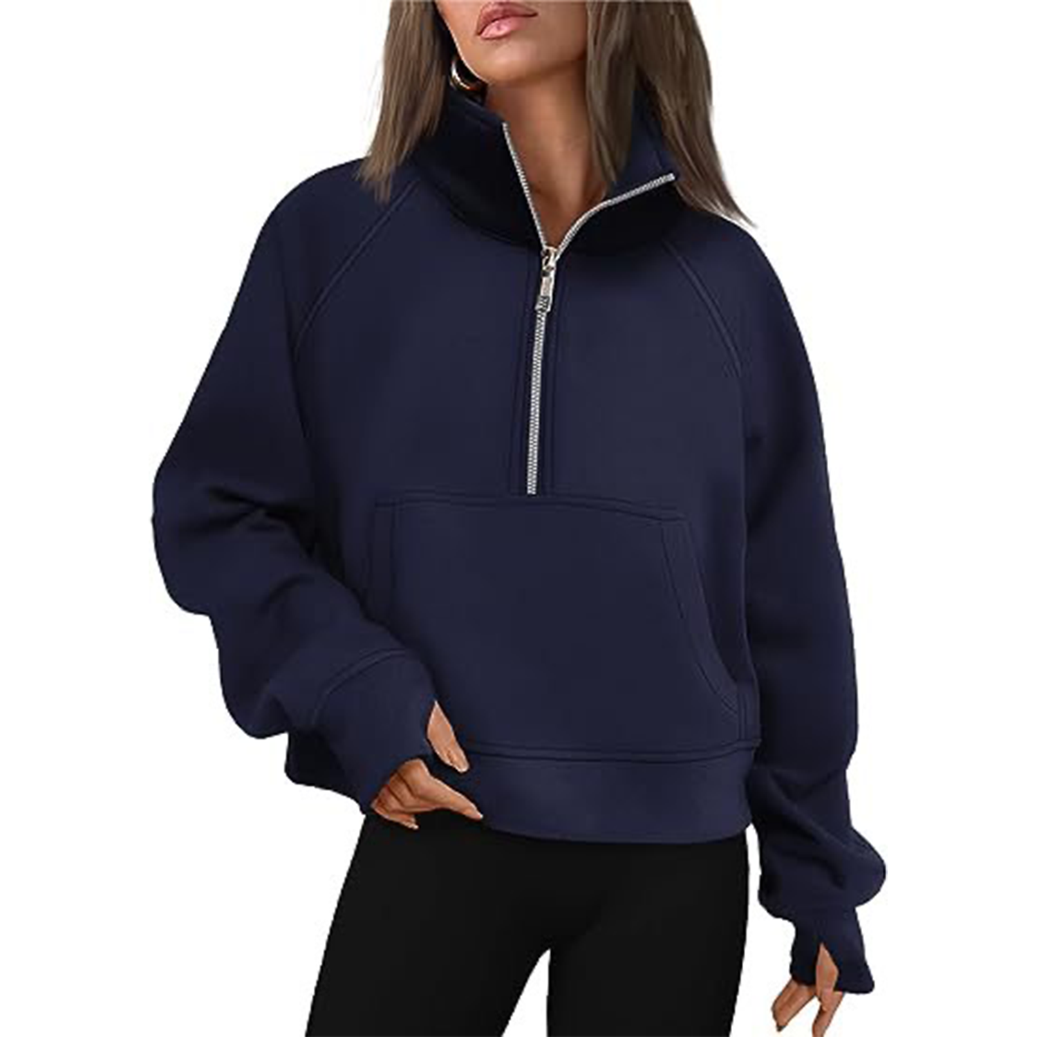 Sweatshirts Half Zip Cropped Pullover Fleece Quarter Zipper, custom hoodie or sweatshirt with logo imprint 3