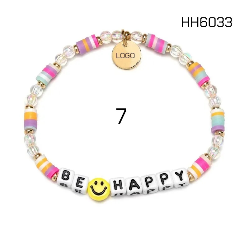 Stackable Letter Beaded Stretch Bracelets with LOGO Charms 7