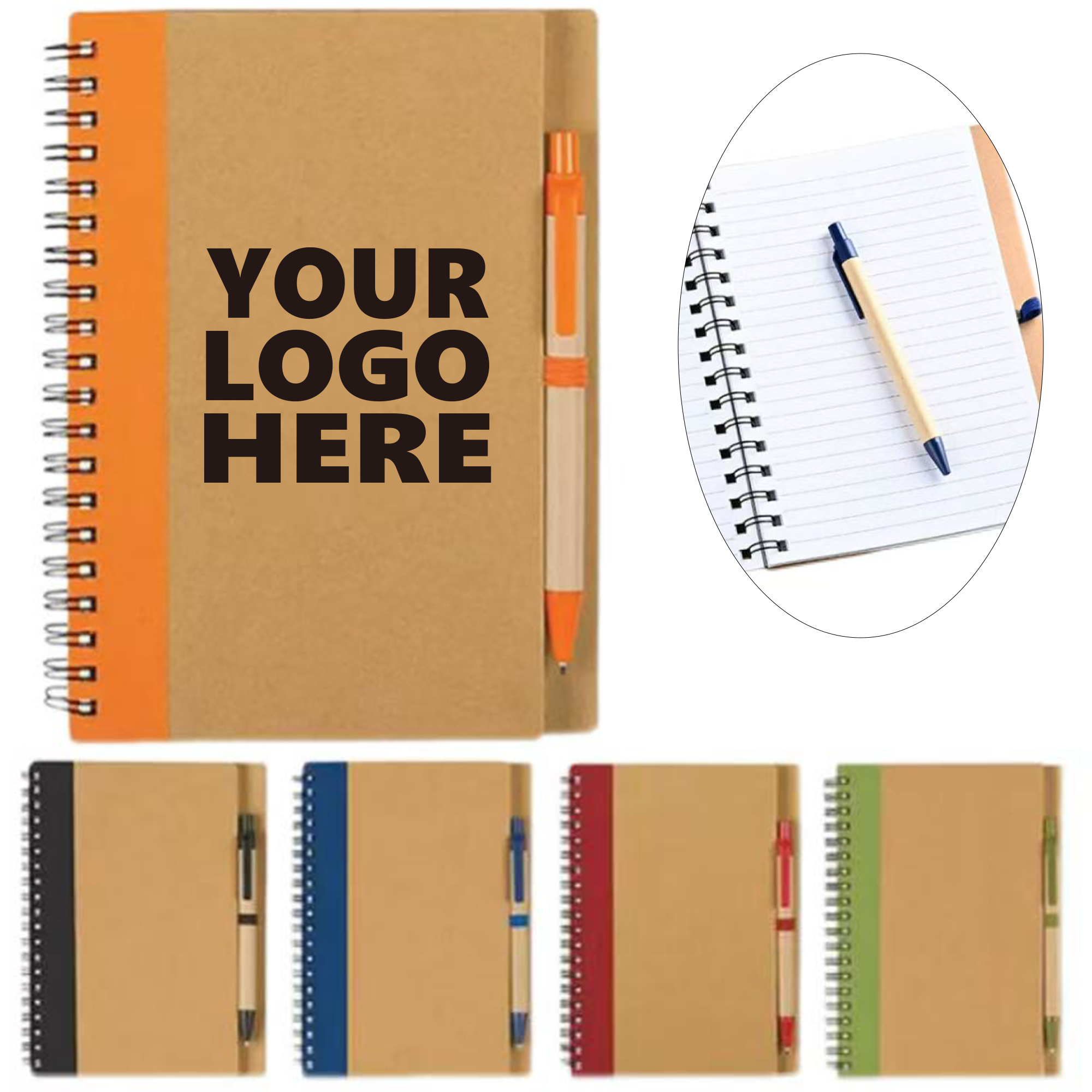 Spiral Notebook with Kraft Cover and Pen 2