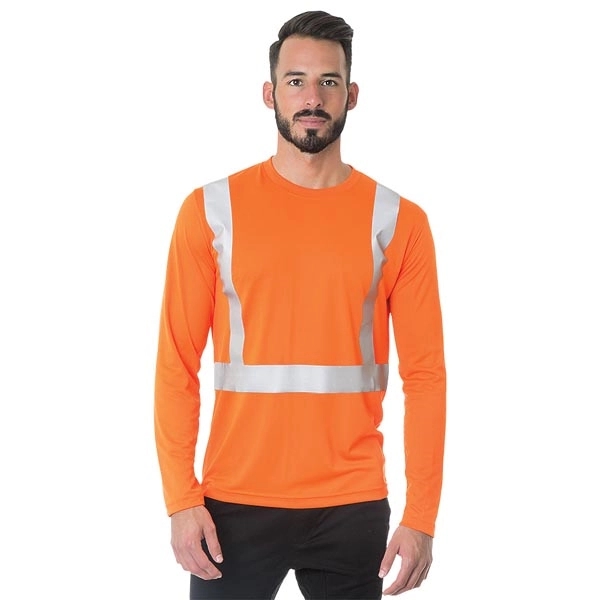 Hi-Visibility Long Sleeve Performance Poly Crew Tee - Solid 3