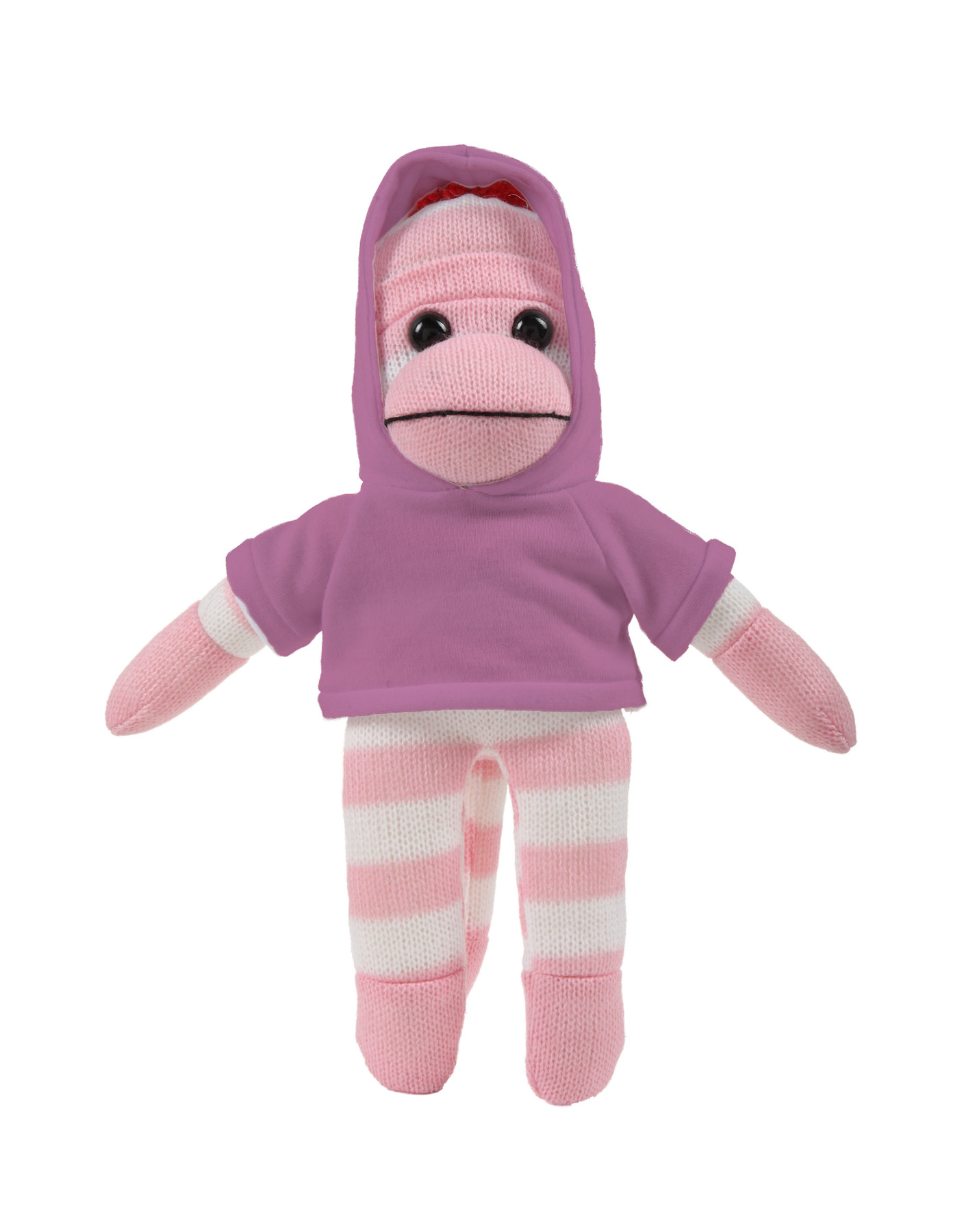 soft plush Pink Sock Monkey with hoodie 4