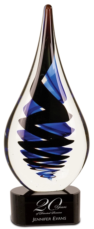 11 1/4" Black Twist Rain Drop Art Glass 6