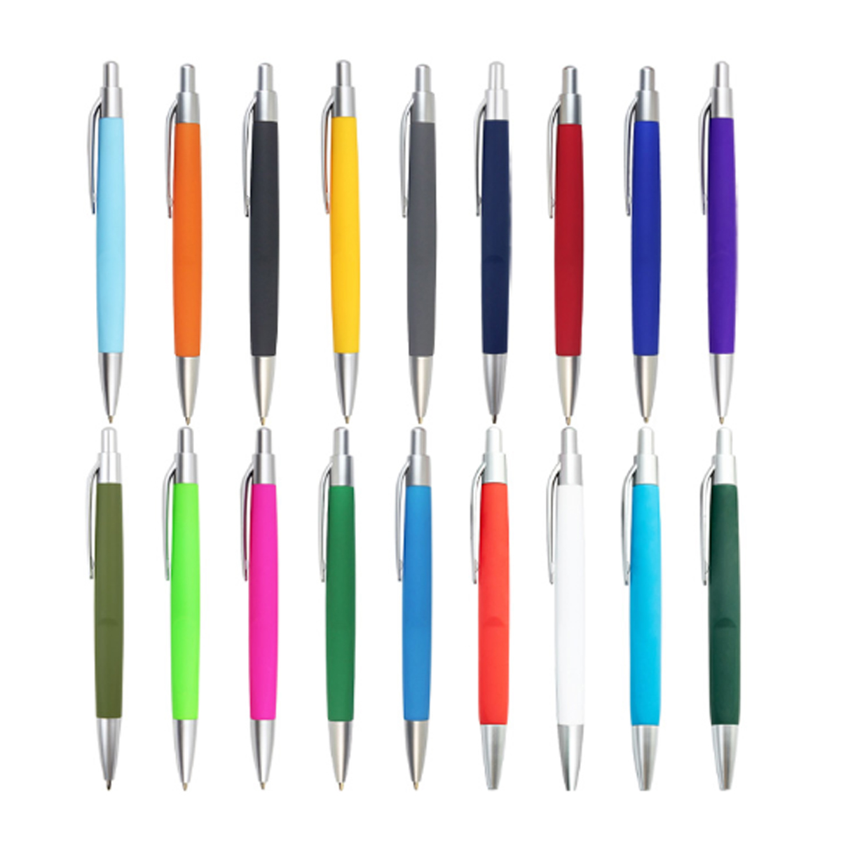 Custom Click Ballpoint Pen with Rubber Grip and Metal Clip 4